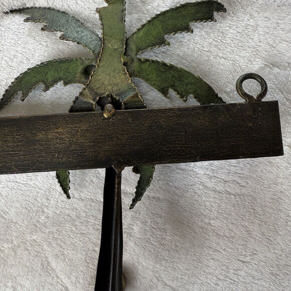 3D Metal Art Tropical Palm Trees Sunset Wall Hanging 3 Hooks 18” Long - Picture 8 of 16